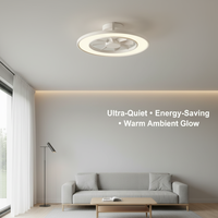 Ventilateur de plafond en métal à moteur DC de 20 pouces, 6 vitesses, télécommande, lumière LED à intensité variable (3000K-6000K), design moderne, ABS, chambre à coucher, garantie 10 ans