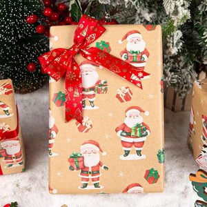 <b>Christmas</b> Wrapping Paper Kraft Santa Claus Presents 17 In X 32.8 Ft <b>Mini</b> Roll Gift Wrap For Holiday Season - Product Image 6