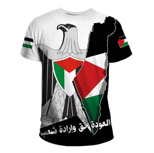 T-shirt de sport unique pour homme Aigle de Palestine 220g en polyester tricoté, anti-humidité, haute performance, manches courtes personnalisables - Product Image 1