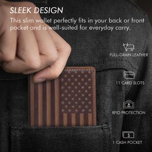 <span class=keywords><strong>Portafoglio</strong></span> <span class=keywords><strong>Verticale</strong></span> in Pelle Pieno Fiore con Logo Personalizzato Gratuito, Porta Carte di Credito per Uomo con Finestra per Documento d'Identità e Protezione RFID - Product Image 3