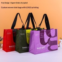 Sacs tissés portables en gros, sacs de courses en PP laminé, sacs promotionnels en plastique PP imperméables de grande capacité pour l'emballage