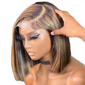 14 Zoll Kurze Gerade HD <span class=keywords><strong>Bob</strong></span> Perücke Naturschwarz Brasilianisches Remy Haar mit Baby Hair 13x4 für Transparente Spitze 180% Dichte Frontalperücke - Product Image 4