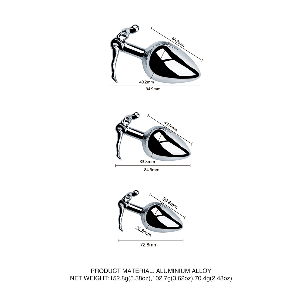 Comfortable Aluminium Alloy Human Base Anal Plug - 100% Waterproof Butt Plug  for Men and Women, Available in 3 Sizes