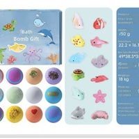 Boules de bain effervescentes transfrontalières en boîte 50g, contrôle du sébum, bombes de bain moussantes, thème océan de Noël