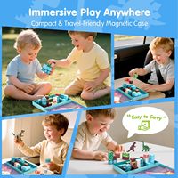 52 mini blocs magnétiques avec étui, ensemble de voyage STEM sur le thème des dinosaures pour les tout-petits, enfants, cadeaux éducatifs pour filles et garçons