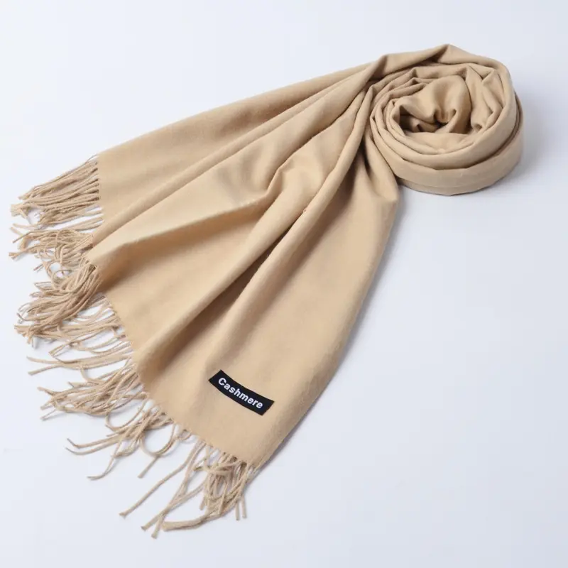 Pashminaスカーフレディーススカーフファッションショールスタイリッシュで暖かい卸売カスタムプレーンタッセルカシミヤスカーフ女性