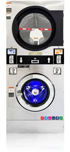Máquina de lavar e secar roupa comercial, máquina de lavar e secar roupa empilhada, equipamento comercial de moedas de 12kg a 22kg