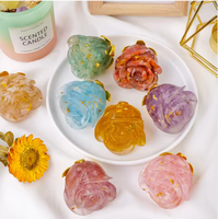 Kristal Penyembuh Resin Bunga Mawar Alami Amethyst Rose Quartz Chips Epoxy Batang Emas Hiasan Bunga Grosir