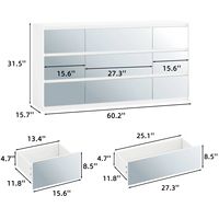 Commode moderne minimaliste blanche avec miroir, fabriquée à la main, avec 10 tiroirs pour le rangement de la chambre et du salon