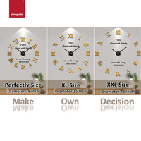 Horloge murale DIY de luxe en or avec chiffres romains, autocollant géant en acrylique miroir, mouvement silencieux à quartz, cadeau pour la décoration de bar, café, restaurant, 120 cm