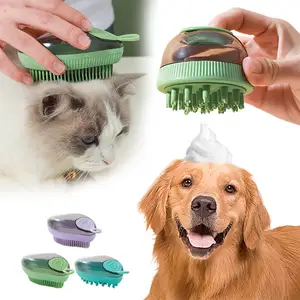 Brosse de douche Portable pour chien brosses de bain pour épilateur pour animaux de compagnie avec distributeur de shampooing de Massage pour outil de toilettage de nettoyage de chat