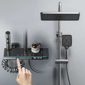 Có thể điều chỉnh vuông tĩnh nhiệt phòng tắm LED ánh sáng tắm Piano Key Mixer Set hệ thống vòi hoa sen đặt