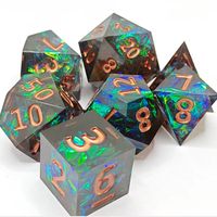 Jeu de dés en résine polyédrique - 5*7 (35 pièces) - Dés DND, RPG, jeux de table de rôle - D4 D6 D8 D10 D% D12 D20 - Populaire rétro