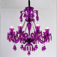 Lustre en cristal de verre violet européen personnalisé, luminaire suspendu décoratif pour salle d'événements, hôtel, décoration de chambre à thème