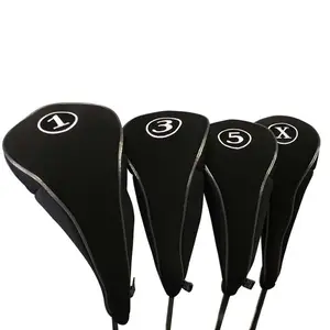 שחור גולף רוכסן ראש מכסה נהג יער Headcovers מתכת Neoprene מסורתי רגיל מגן מכסה מתאים כל Fairway