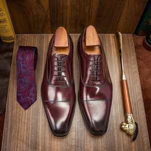 High Quality Handmade Genuine Cow Leather Lace-Up <b>Pointed</b> Toe Breathable Summer Men's Wedding Formal Dress Shoes Oxford - Product Image 3