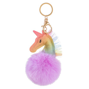 Vente en gros <span class=keywords><strong>Porte</strong></span>-clés <span class=keywords><strong>licorne</strong></span> mignon <span class=keywords><strong>Pompon</strong></span> boule de fourrure <span class=keywords><strong>Porte</strong></span>-clés en peluche Pendentif voiture créatif <span class=keywords><strong>Porte</strong></span>-clés accessoires Pendentif cheval en peluche Cadeau - Product Image 2