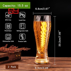 SUNYO - Vasos de Cerveza de 15.5 oz con Rosca de Cristal, Ideales para Cerveza de Trigo, Pilsner, <span class=keywords><strong>IPA</strong></span> Clásica y Premium, un Gran Regalo - Product Image 2