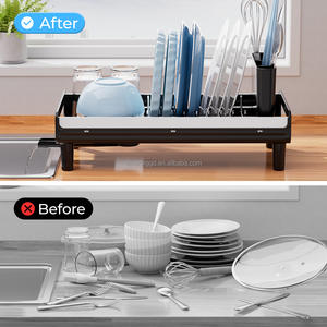 WIREKING Égouttoir à vaisselle moderne en acier inoxydable antirouille, petit égouttoir pour évier de cuisine, égouttoir pour armoires de cuisine - Product Image 5