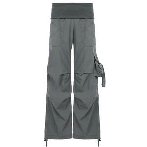 Pantalones Cargo de Punto Holgados para Mujer con Cintura Baja - Pantalones Anchos Transpirables Estilo Urbano - Product Image 6