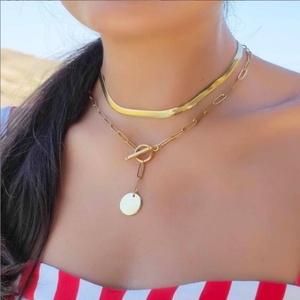 New 18k Stainless Steel Women Jewelry Rope Link <b>Necklace</b> <b>Long</b> Real Gold Plated Flat Snake <b>Chain</b> <b>Necklace</b> - Product Image 4