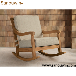 Fauteuil à bascule de jardin |   Bois de teck massif moderne |   Chaise <span class=keywords><strong>d</strong></span>'extérieur avec <span class=keywords><strong>coussin</strong></span> amovible résistant aux intempéries pour l'école et l'hôtellerie - Product Image 2