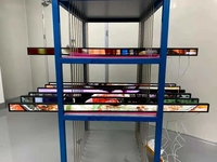 Layar Monitor LCD Ultra-Lebar Ukuran Khusus untuk Iklan di Supermarket, Banner untuk Rak Bar yang Diperpanjang, Tampilan Digital Signage di Tepi Rak