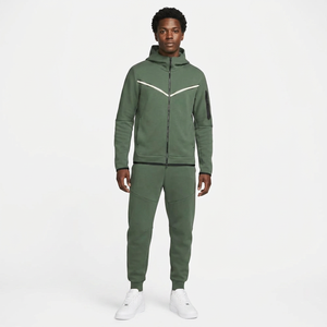ชุดวอร์มมีฮู้ดสีเขียวสำหรับผู้ชาย แบบซิปเต็มตัว สีพื้น ชุดลำลองสำหรับวิ่งออกกำลังกาย เหมาะสำหรับใส่ในฤดูใบไม้ร่วง ผลิตจากผ้าโพลีเอสเตอร์ผสมฝ้าย ทรงปกติ - Product Image 1