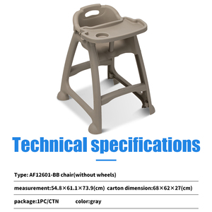 Silla de Comedor para Bebé Ajustable y Cómoda, Desmontable, Apilable, Silla Infantil de Patas Altas con Bandeja para Restaurante - Product Image 3