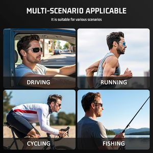 Lunettes de soleil de sport pour hommes, personnalisables en gros, avec logo, branches fines en TR90, antidérapantes, polarisées, pour la pêche et la course à pied - Product Image 5
