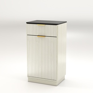Woodgrain Tilt-Out Trash Can Cabinet 10-Gallon Wave-Textured Hideaway Drawer Pull-Out Cabinet Organizer - Product Image 5