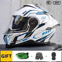 Casque de moto modulaire à double visière, best-seller, avec pack cadeau Bluetooth, certifié DOT, doublure en coton, casques de motocross rabattables