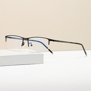 Nouvelles lunettes de vue demi-cerclées carrées en métal pour hommes, protection anti-lumière bleue, design ultra-léger, origine Taizhou - Product Image 4