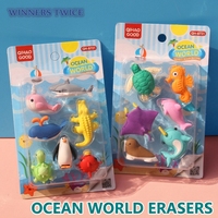Set de papelería desmontable para niños, suministros de oficina y escuela, animales del océano, borrador, novedad, 745