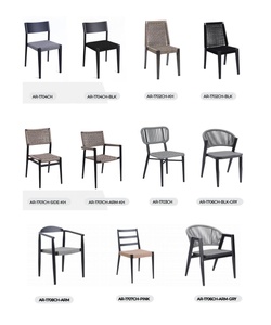 Chaise de bistrot d'extérieur moderne et empilable en aluminium et corde tressée en polyester pour café et restaurant - Product Image 6