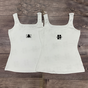 Camiseta sin mangas de algodón y elastano de 260 g/m² con cuello redondo y logo bordado personalizado al por mayor para mujer, de alta calidad - Product Image 4