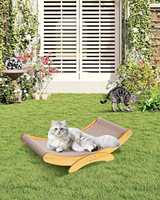 Lit pour chat en bois massif, style moderne et minimaliste, hamac confortable pour animaux de compagnie, accessoire tapis à gratter détachable et lavable, jouet pour chat