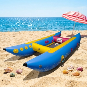 Bateau banane gonflable pliable en PVC de 12 pieds, robuste et personnalisé, type Thundercat, catamaran 4 places pour sports nautiques en eaux vives - Product Image 1