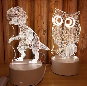 Newish Lampu Meja Akrilik LED Anak-anak, Lampu Natal Ilusi 3D Kreatif, Lampu Malam Dekorasi Kamar Anak, Lampu Meja Akrilik