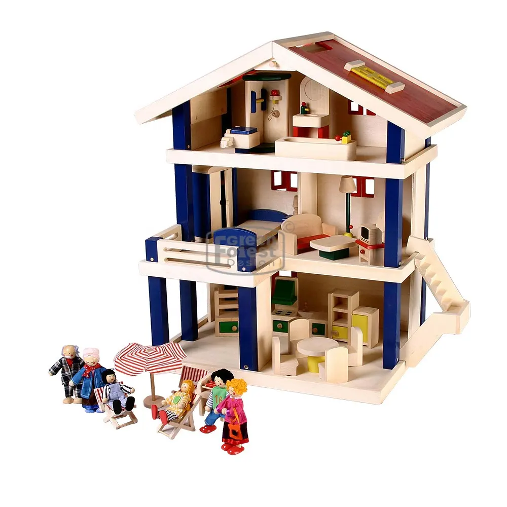 High Quality Wooden Pretend Toy Doll House Girls Games