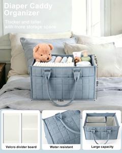 Organizador de pañales para bebé, cesta de almacenamiento portátil para guardería, con asa, gran capacidad, resistente al agua, poliéster, regalo para recién nacido, niño o niña - Product Image 2