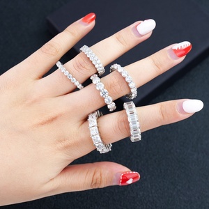 แหวนเทนนิสประดับมอสซาไนต์ทรงเจ้าหญิงเจียระไนแบบกลม ชุบโรเดียม เครื่องประดับฮิปฮอป S925 ขายดี สำหรับผู้ชาย - Product Image 5