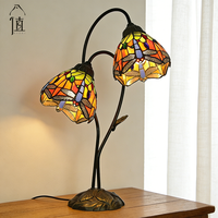 Lampe de table moderne de luxe en bronze avec dôme en verre teinté, idéale pour chambre principale, salon ou bureau