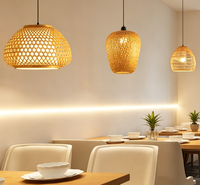 Lustre d'intérieur en bambou et rotin, lampe suspendue tressée à la main pour restaurant, abat-jour en bambou fait main, luminaires suspendus contemporains