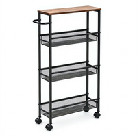 Étagère de rangement étroite à roulettes multi-niveaux pour espaces restreints, chariot utilitaire mobile pour salle de bain et organisation domestique, faible MOQ
