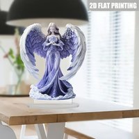 Adorno de acrílico con patrón de encaje y diseño de campestre americano, con diseño plano 2D y motivos de cruz, para vestido color lavanda, para marido y mujer, Año Nuevo