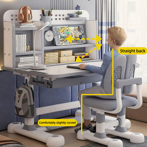 Bộ bàn ghế kim loại có thể điều chỉnh chiều cao, thiết kế mới, gồm bàn học, ghế và giá sách, thích hợp cho nhà ở, văn phòng, trường học và căn hộ. - Product Image 5