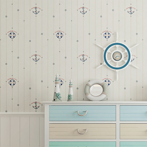 Estilo Mediterráneo dibujos animados velero habitación de los niños papel tapiz autoadhesivo dormitorio estudio Fondo pared decoración papel tapiz - Product Image 5