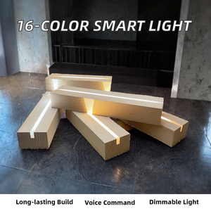Hiện Đại 16-Màu <span class=keywords><strong>LED</strong></span> Ánh Sáng Vuông Phòng Ngủ Đèn Điều Khiển Từ Xa Cơ Sở Bằng Gỗ Trắng Khách Sạn Quà Tặng Cá Nhân Sử Dụng Bằng Giọng Nói Cảm Ứng Điều Khiển - Product Image 5