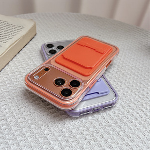 เคสโทรศัพท์มือถือแบบใสพร้อมช่องใส่บัตร สำหรับ iPhone 17 16 15 14 Pro Max  พร้อมแถบกันกระแทกแบบใสและขาตั้งในตัว - Product Image 4